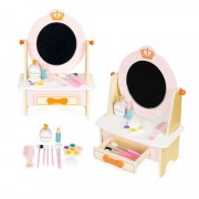 Medinis grožio stalelis su veidrodžiu ir priedais